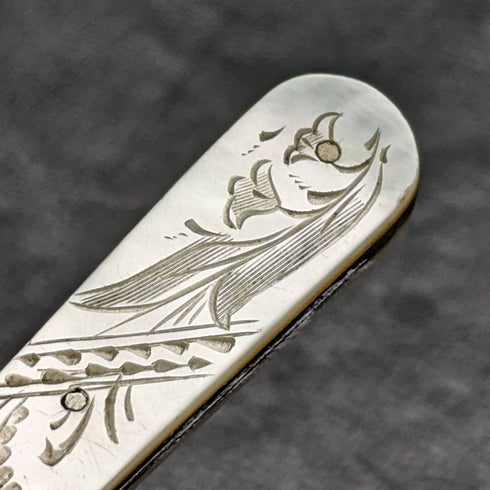 1926 British Vintage White Pearl Shell Handle Pure Silver Blade Folding Pen Knife